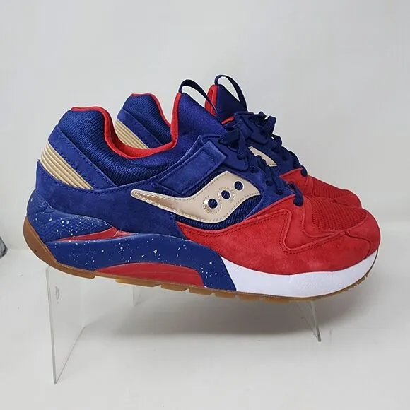 Saucony Running Shoes Mens 9.5 Red Grid 9000 Sparring Suede Logo Americana Shoes