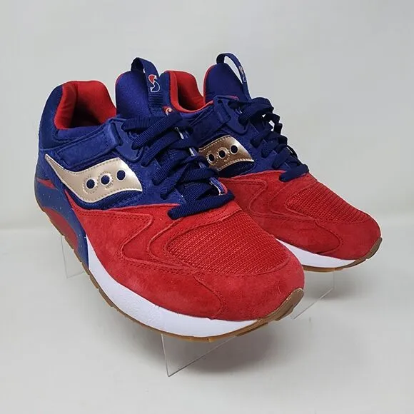 Saucony Running Shoes Mens 9.5 Red Grid 9000 Sparring Suede Logo Americana Shoes