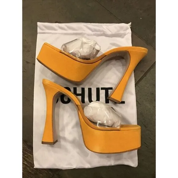 Schultz women shoes 9.5B Haila Transparent Bright Sun Leather Sole Heels NEW