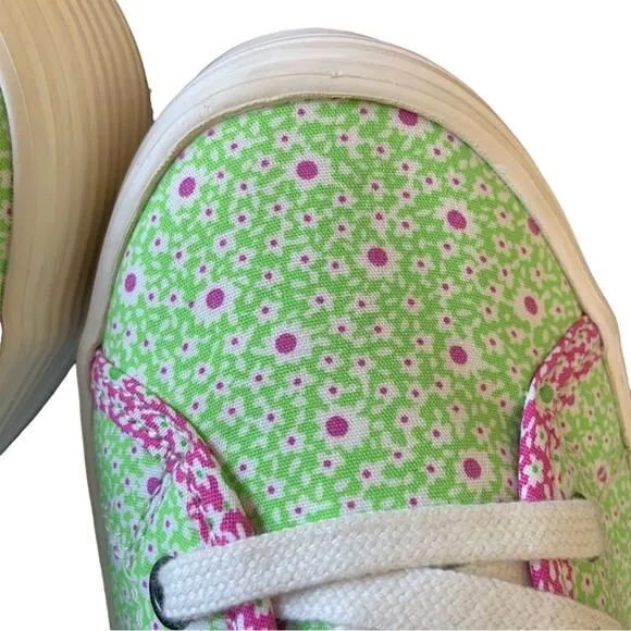 Seavees Monterey Sneaker Platform in Pink Lime Flower Poplin Size 8 Shoes NEW