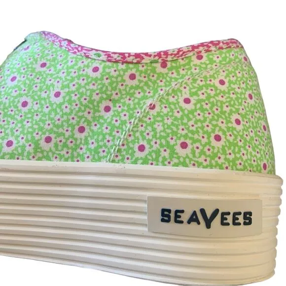 Seavees Monterey Sneaker Platform in Pink Lime Flower Poplin Size 8 Shoes NEW
