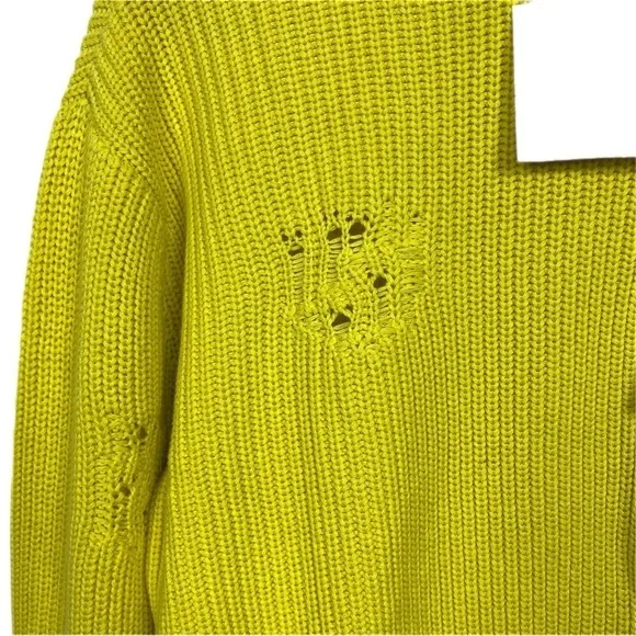 SER.O.YA Unisex Devin Crewneck Distressed Sweater Size XS in Green Sheen