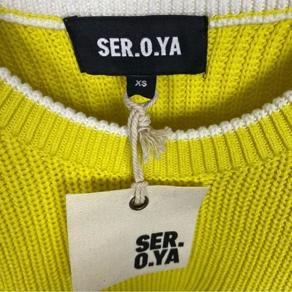 SER.O.YA Unisex Devin Crewneck Distressed Sweater Size XS in Green Sheen