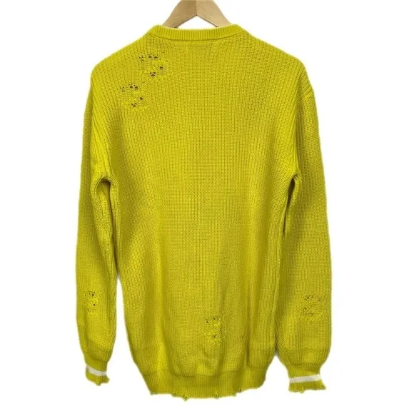 SER.O.YA Unisex Devin Crewneck Distressed Sweater Size XS in Green Sheen