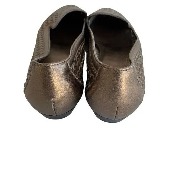 Sesto Meucci Italy Woven Loafer Genuine Leather Metallic Shoes Women's Size 12 N