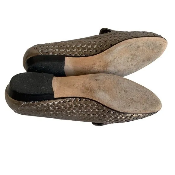 Sesto Meucci Italy Woven Loafer Genuine Leather Metallic Shoes Women's Size 12 N