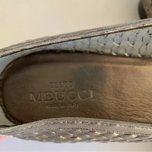 Sesto Meucci Italy Woven Loafer Genuine Leather Metallic Shoes Women's Size 12 N