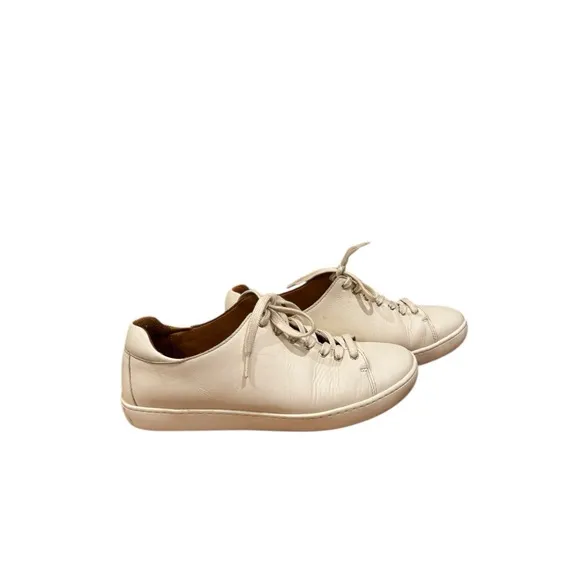 Sezane Womans White Leather Sneakers