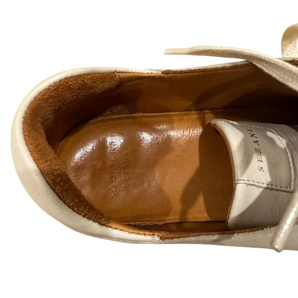 Sezane Womans White Leather Sneakers