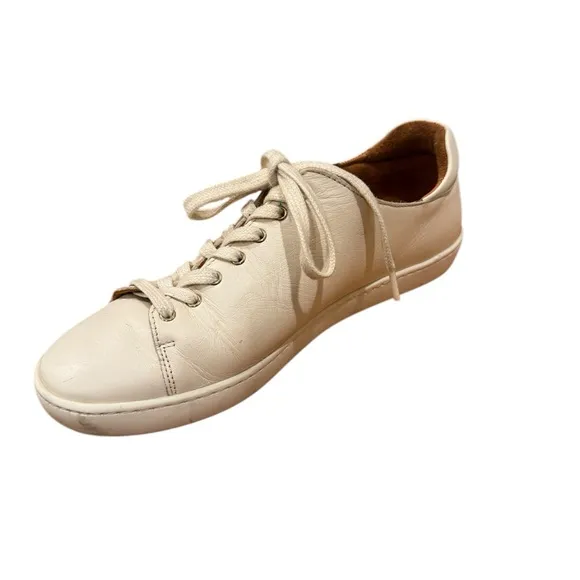 Sezane Womans White Leather Sneakers