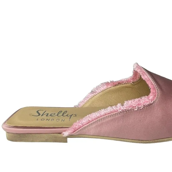 Shellys London New in Box Kat Fringed Loafer Mule Light Pink Sz US 8.5, EU 39