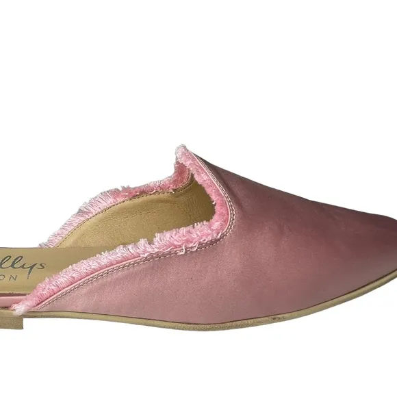 Shellys London New in Box Kat Fringed Loafer Mule Light Pink Sz US 8.5, EU 39