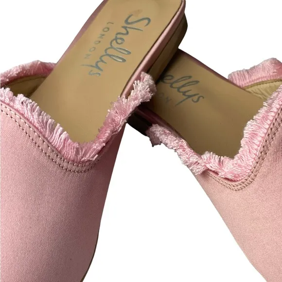 Shellys London New in Box Kat Fringed Loafer Mule Light Pink Sz US 8.5, EU 39