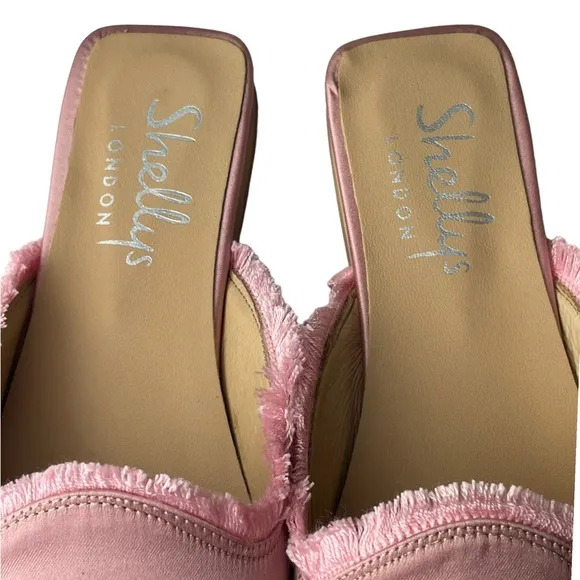Shellys London New in Box Kat Fringed Loafer Mule Light Pink Sz US 8.5, EU 39