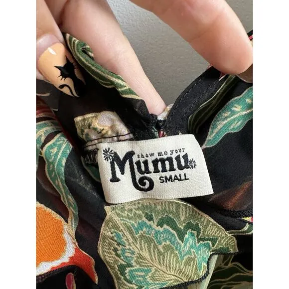 Show Me Your Mumu Dark Floral Whimsygoth Fairy Tropical Asymmetrical Maxi Dress