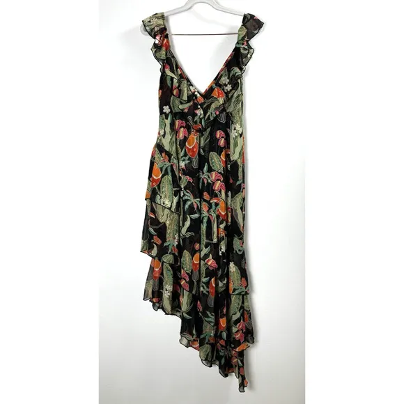 Show Me Your Mumu Dark Floral Whimsygoth Fairy Tropical Asymmetrical Maxi Dress