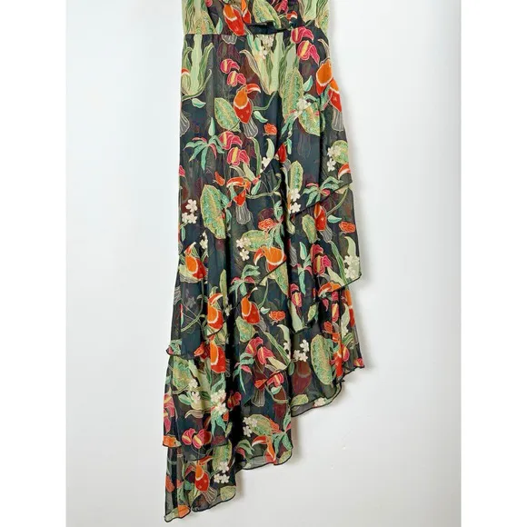 Show Me Your Mumu Dark Floral Whimsygoth Fairy Tropical Asymmetrical Maxi Dress