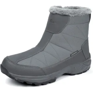 SILENTCARE Men's Warm Snow Boots, Fur Lined Waterproof Grey - Size 10 (1763)