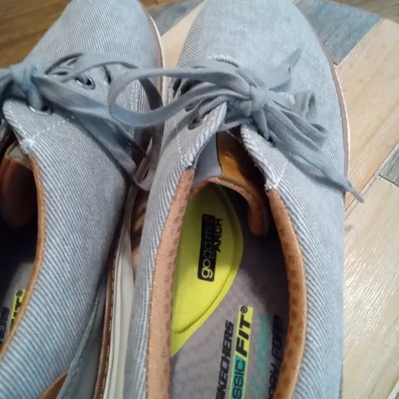 Skechers Moreno Air Cooled Memory Foam Gray Denim Comfort Men's Size 10.5