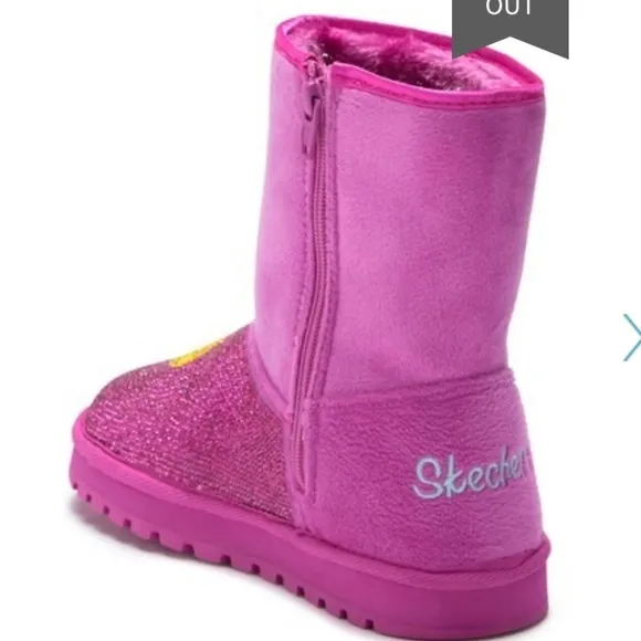 Skechers Pink Snuggle Emoji sparkle Bling boots 13