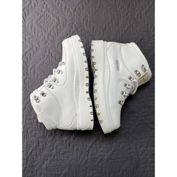 Skechers Shindigs-Renegade Heart White Hiking Boots SZ US 10 Y2K Gorpcore Street