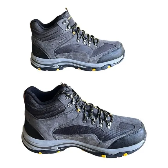 Skechers Trego Pacifico Waterproof Hiking Boots Memory Foam Gray Men’s Size 13