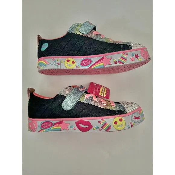 Skechers Twinkle Toes Emoji Rainbows Happy Light Up Girls Sneakers Shoes Size 3