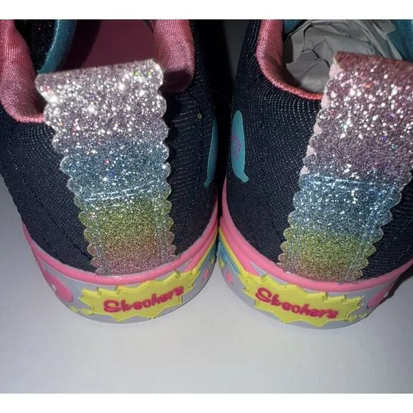 Skechers Twinkle Toes Emoji Rainbows Happy Light Up Girls Sneakers Shoes Size 3