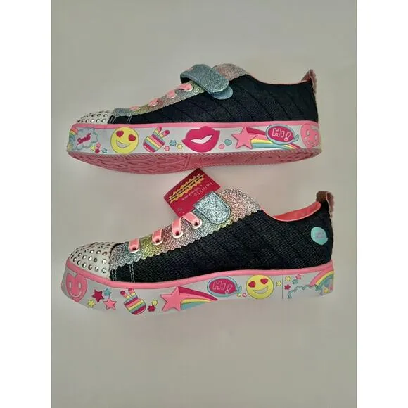Skechers Twinkle Toes Emoji Rainbows Happy Light Up Girls Sneakers Shoes Size 3