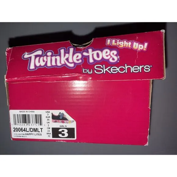 Skechers Twinkle Toes Emoji Rainbows Happy Light Up Girls Sneakers Shoes Size 3