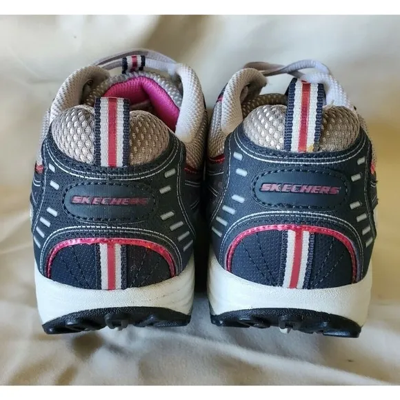 Sketchers Shape Ups Action Packed Casual Walking Shoes Sz 9.5 Navy Silver Pink