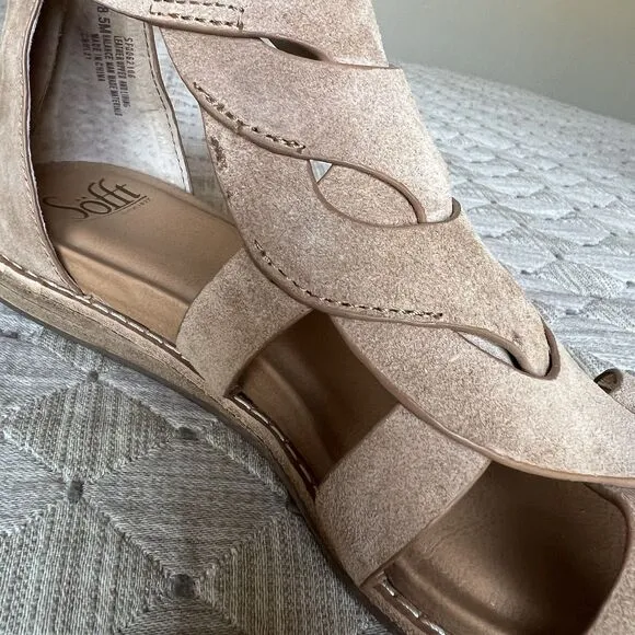 Sofft Ephie Desert Tan Suede Flat Sandals Women 8.5 M Comfort Gladiator Casual