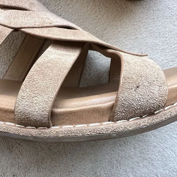 Sofft Ephie Desert Tan Suede Flat Sandals Women 8.5 M Comfort Gladiator Casual