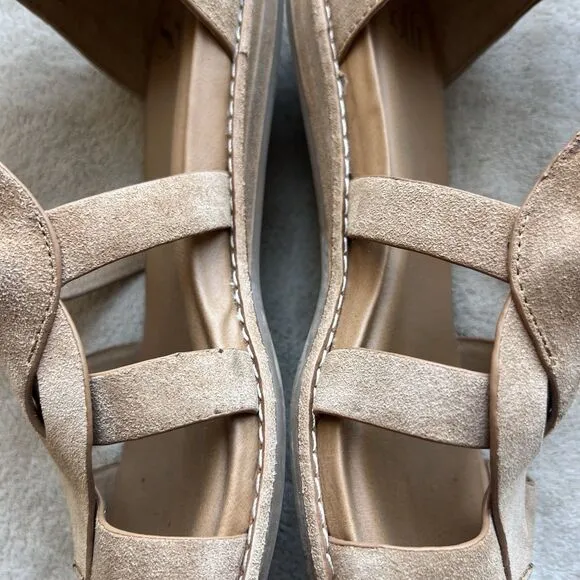 Sofft Ephie Desert Tan Suede Flat Sandals Women 8.5 M Comfort Gladiator Casual