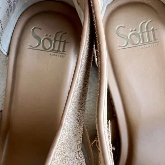 Sofft Ephie Desert Tan Suede Flat Sandals Women 8.5 M Comfort Gladiator Casual