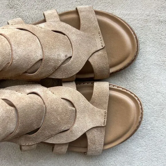 Sofft Ephie Desert Tan Suede Flat Sandals Women 8.5 M Comfort Gladiator Casual