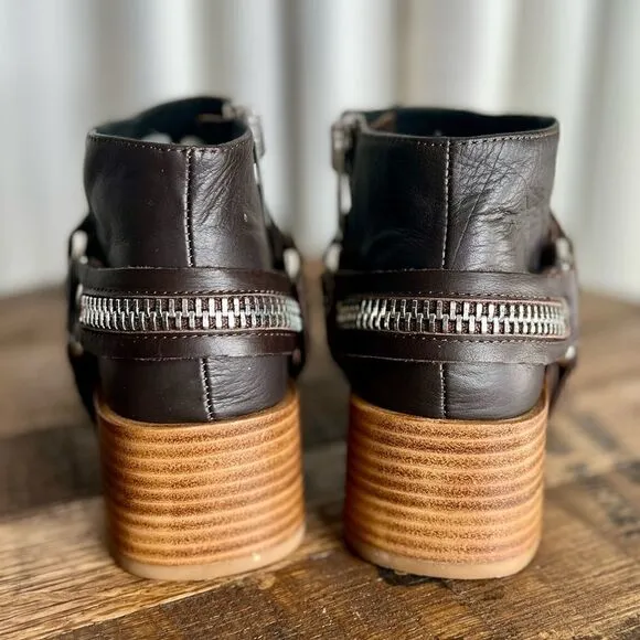 Sol Sana Eddie SS Harness Zipper Boot in Coffee, Euro Size 37/US 6. In Box, NWT!