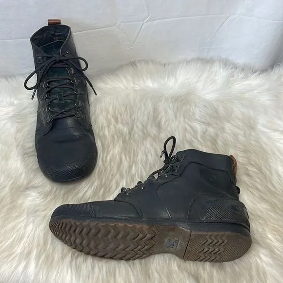Sorel Ankeny Black Leather Mid Rise Hiking Boots Sz 11
