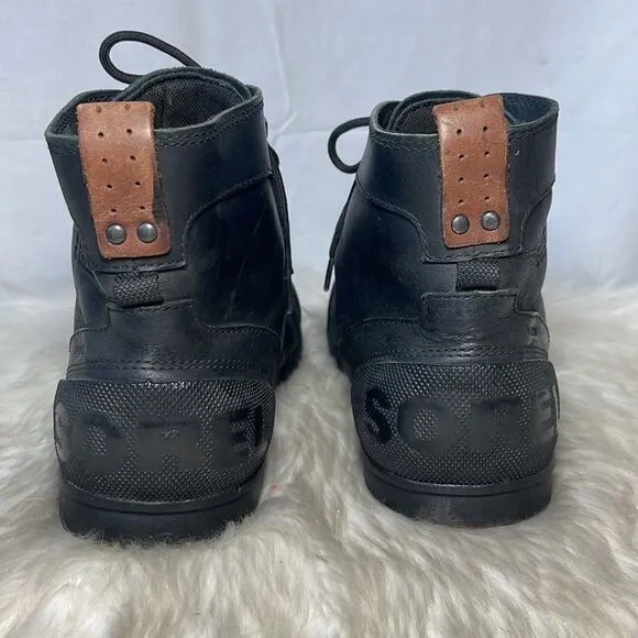 Sorel Ankeny Black Leather Mid Rise Hiking Boots Sz 11