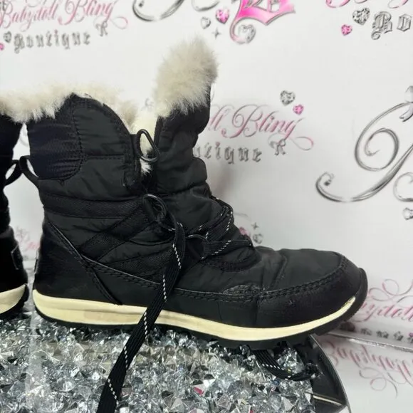 Sorel Black Winter Boots with Fur Trim Whitney short black warm size🇺🇸6