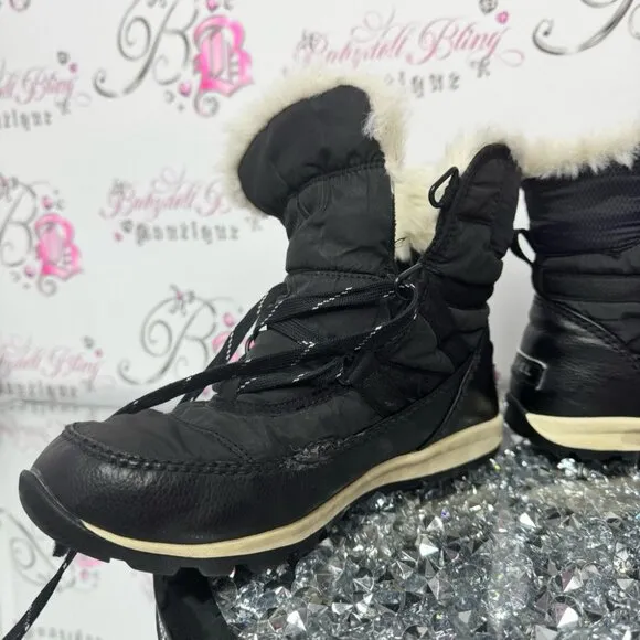Sorel Black Winter Boots with Fur Trim Whitney short black warm size🇺🇸6
