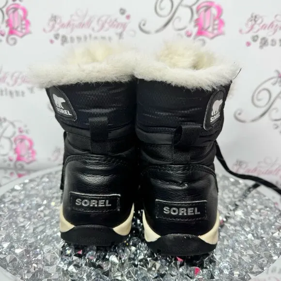 Sorel Black Winter Boots with Fur Trim Whitney short black warm size🇺🇸6