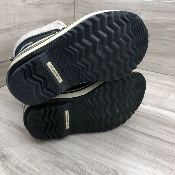 Sorel Boots Kids 12 Black Rubber Insulation Wool Lined Winter Snow Shoes
