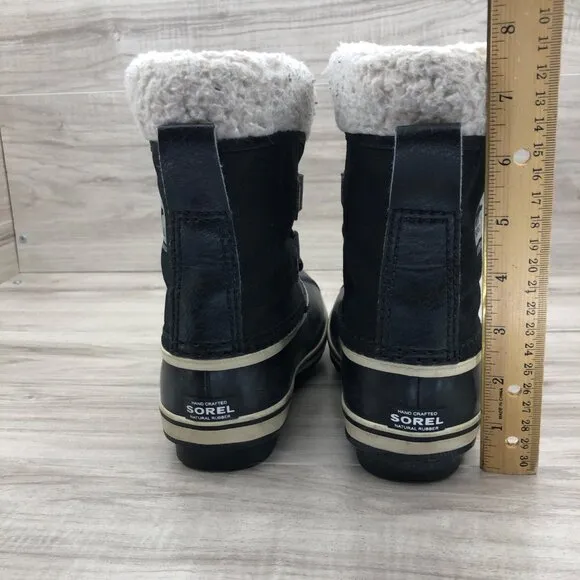 Sorel Boots Kids 12 Black Rubber Insulation Wool Lined Winter Snow Shoes