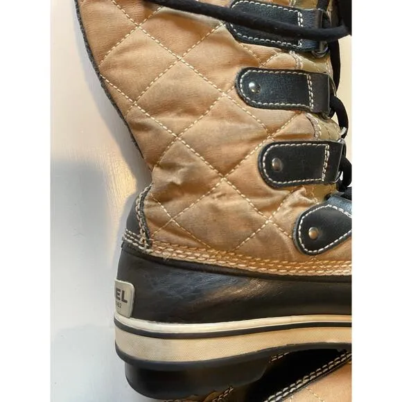 Sorel Boots Women's Size 6 Tofino Faux Fur Lined Mid-Calf Waterproof Tan Black
