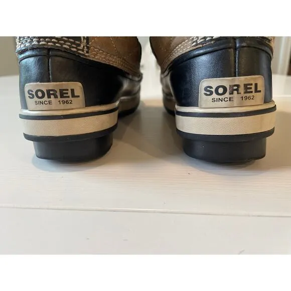 Sorel Boots Women's Size 6 Tofino Faux Fur Lined Mid-Calf Waterproof Tan Black