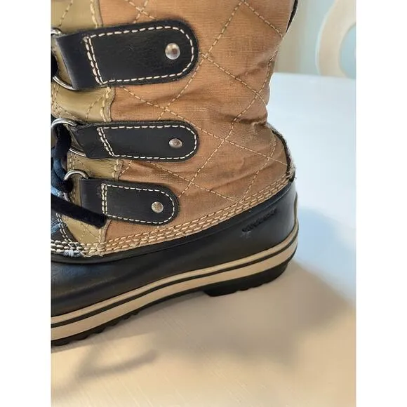Sorel Boots Women's Size 6 Tofino Faux Fur Lined Mid-Calf Waterproof Tan Black