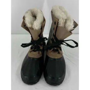 Sorel Brown Lace Up Shearling Lining Duck Boots Unisex SZ 4