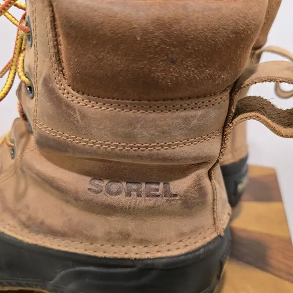 Sorel Cheyanne Waterproof Winter Duck Boots 10 M Mens Brown Leather Insulated