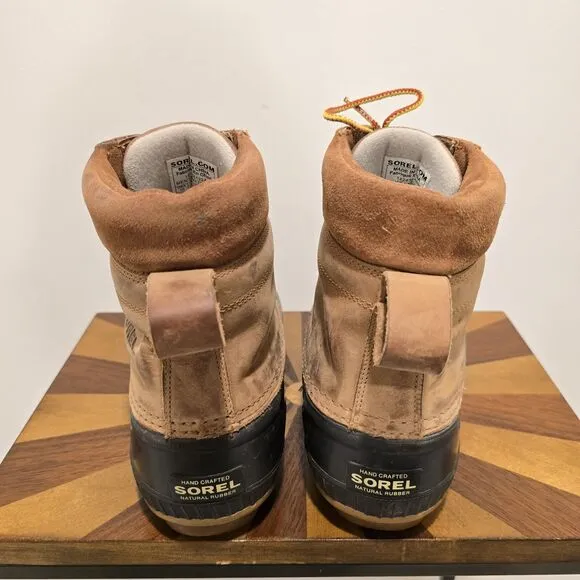 Sorel Cheyanne Waterproof Winter Duck Boots 10 M Mens Brown Leather Insulated
